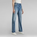 Tedie Ultra High Straight Fit Jeans für Frauen mit gerade geschnittenem, langem Bein in mittelheller Waschung by G-Star RAW