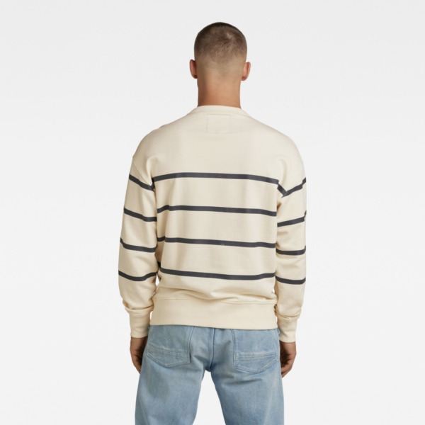 G-STAR RAW Placed Stripe Loose Sweatshirt Papyrus/Fantem Blue Stripe