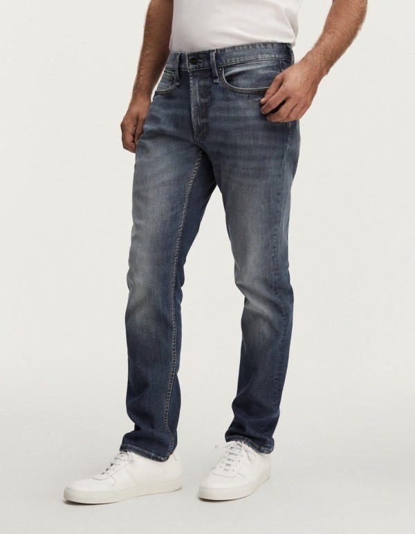 DENHAM Ridge Mid Blue Stretch Straight Fit Jeans