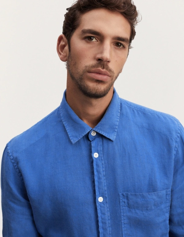 DENHAM Rob Shirt Linen Bright Cobalt