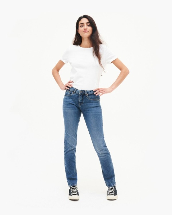 KUYICHI Sara Straight Fit Jeans Worn Indigo