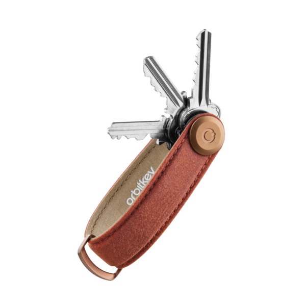 ORBITKEY Key Organiser Waxed Canvas Brick Red