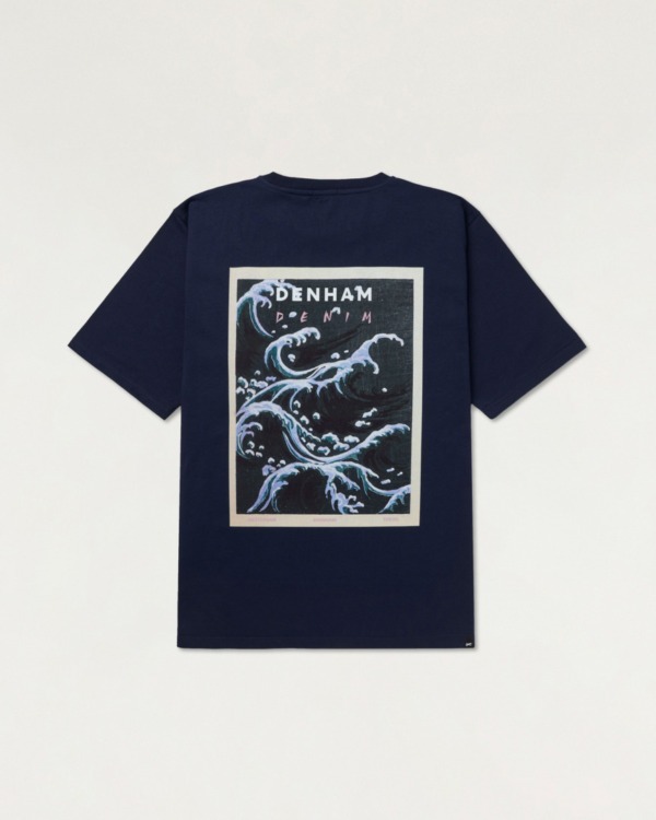 DENHAM Wave Tee Heavy Core Jersey Medium Blue - Relaxed Fit