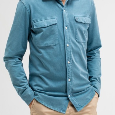 BUTCHER OF BLUE Finn Pocket Jersey Overshirt Lagoon Blue