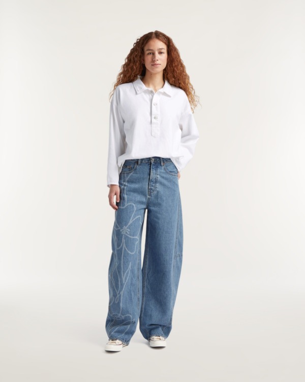 DENHAM Maki Rigid Emroidered Denim Barrel Fit Jeans