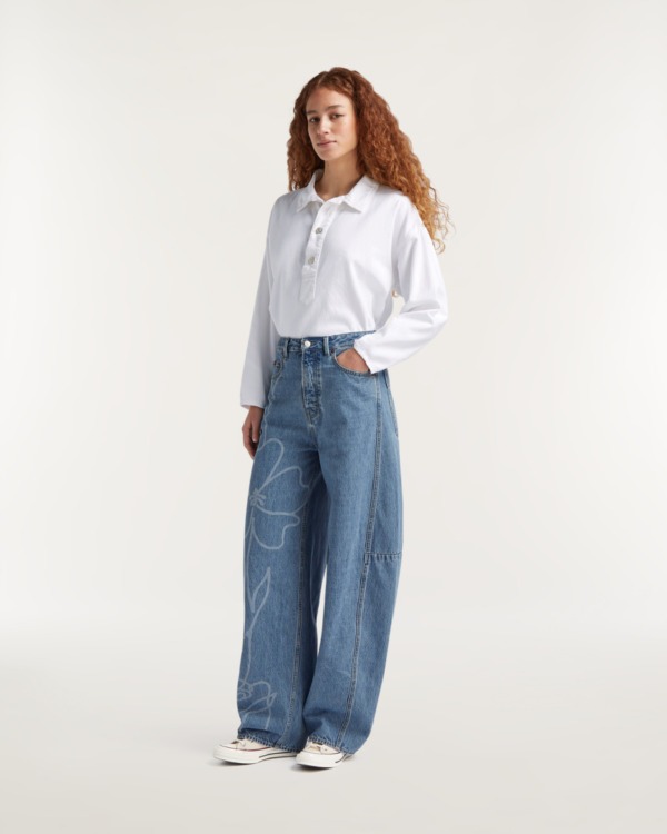 DENHAM Maki Rigid Emroidered Denim Barrel Fit Jeans