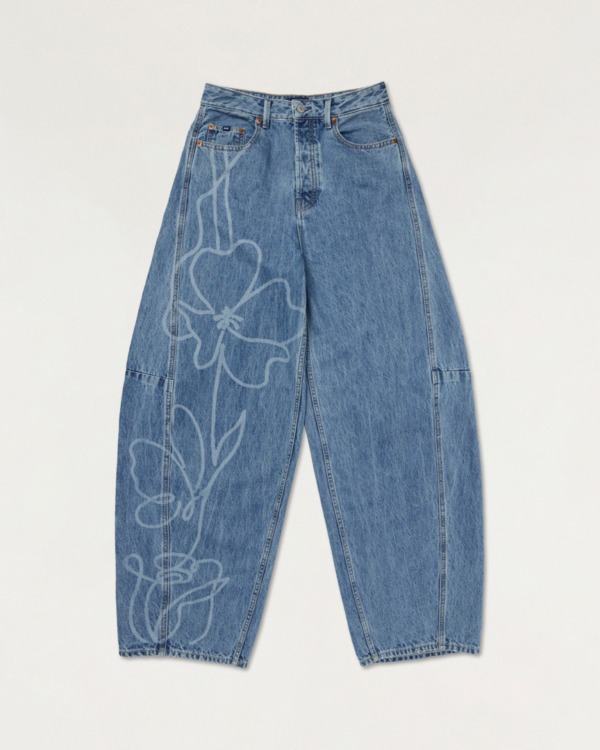 DENHAM Maki Rigid Emroidered Denim Barrel Fit Jeans