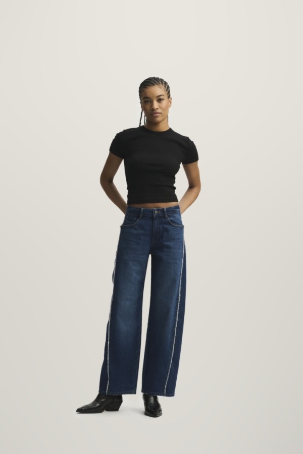 DAWN DENIM Ash Barrel Leg - Fringes Dark Blue