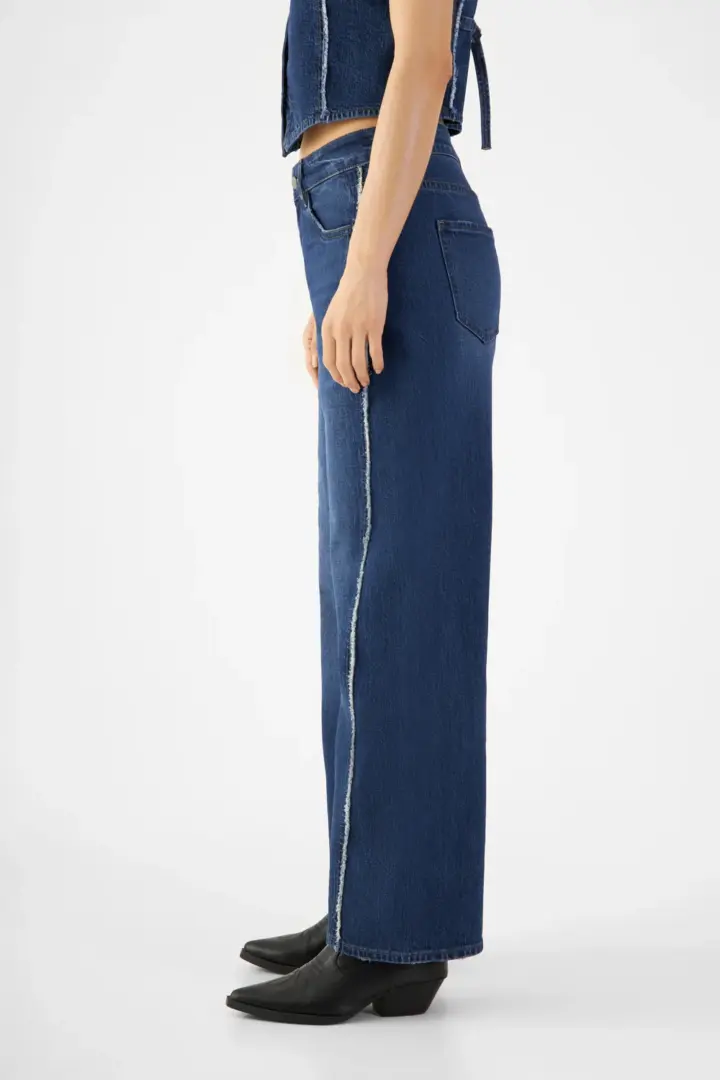 DAWN DENIM Ash Barrel Leg - Fringes Dark Blue
