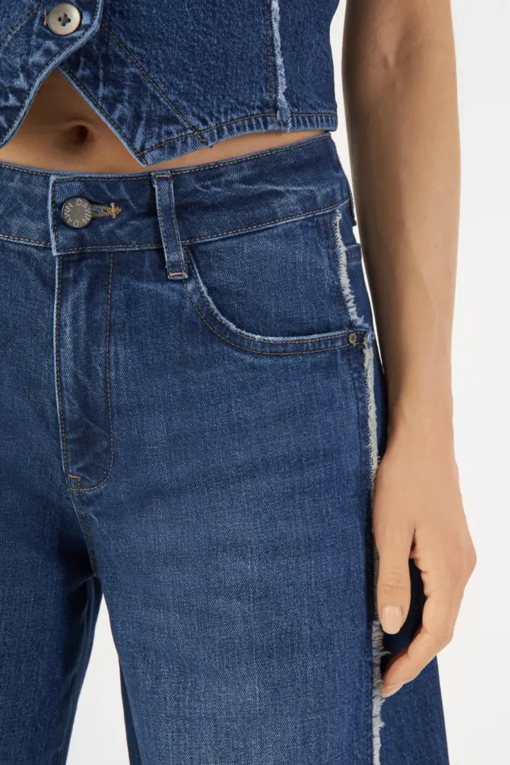 DAWN DENIM Ash Barrel Leg - Fringes Dark Blue