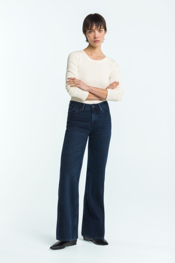 KINGS OF INDIGO Jane Holo Blue Black Worn Wide Leg Jeans