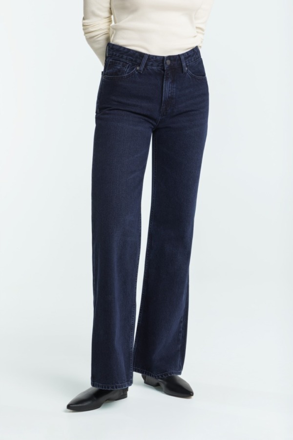KINGS OF INDIGO Jane Holo Blue Black Worn Wide Leg Jeans