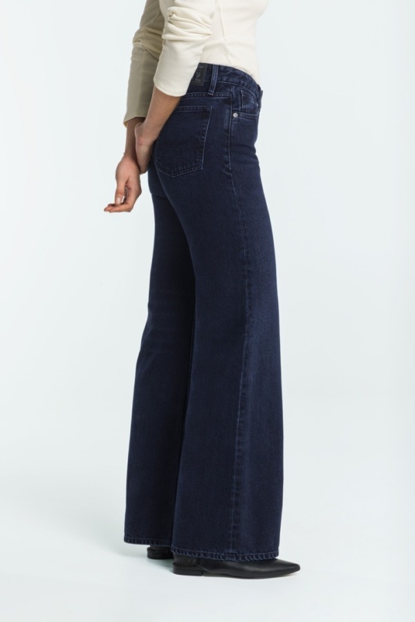 KINGS OF INDIGO Jane Holo Blue Black Worn Wide Leg Jeans