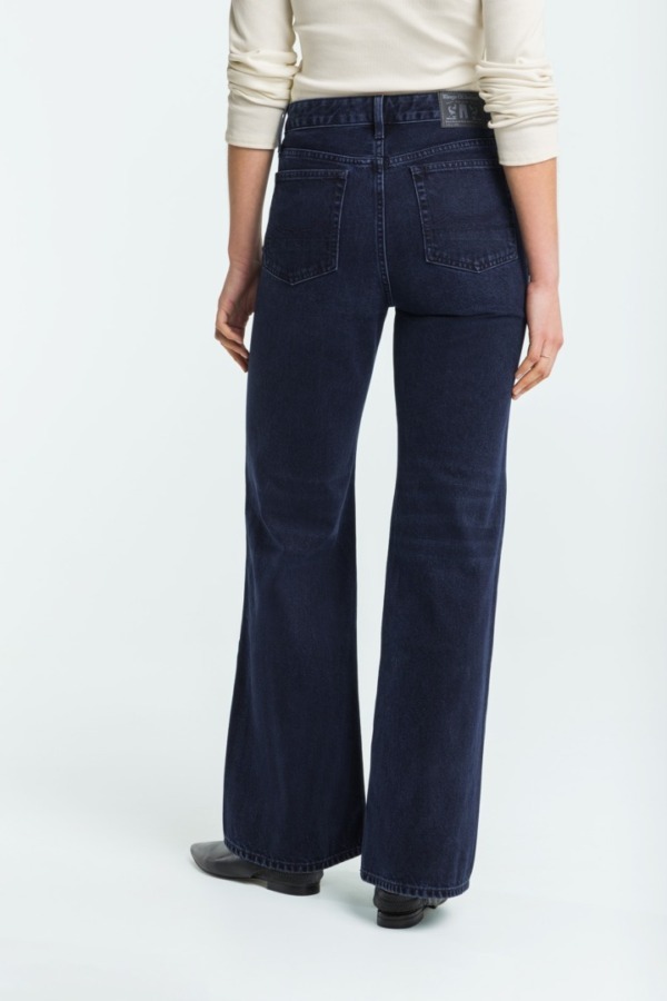 KINGS OF INDIGO Jane Holo Blue Black Worn Wide Leg Jeans
