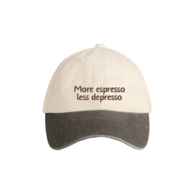 SWFD Kappe More Espresso Less Depresso Braun